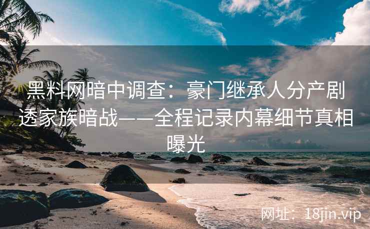 黑料网暗中调查：豪门继承人分产剧透家族暗战——全程记录内幕细节真相曝光