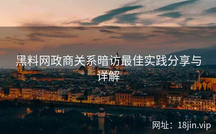 黑料网政商关系暗访最佳实践分享与详解