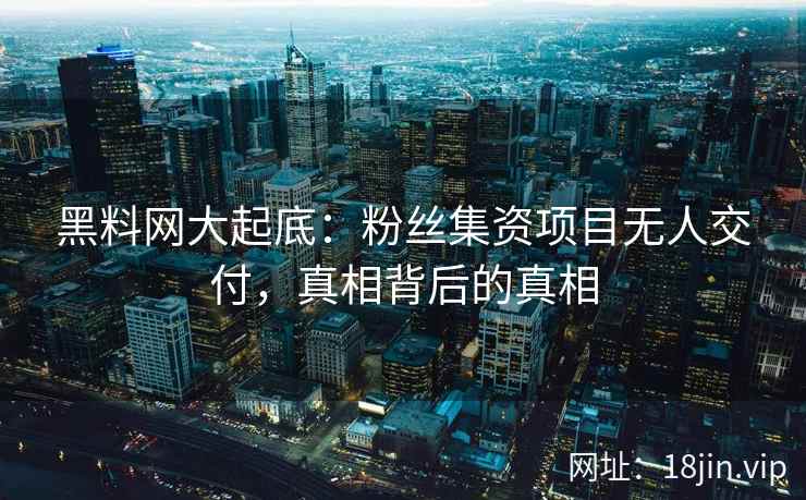 黑料网大起底：粉丝集资项目无人交付，真相背后的真相  第1张